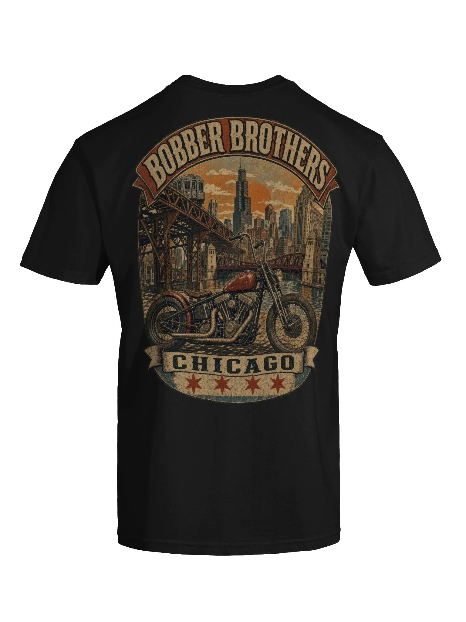 Chicago motorcycle t-shirt design by Bobber Brothers