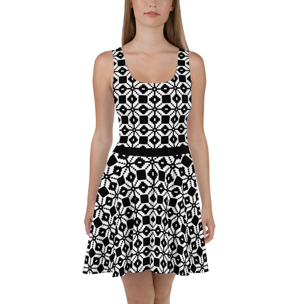 Pixel Art Geometric Dress | Black and White product image (1)