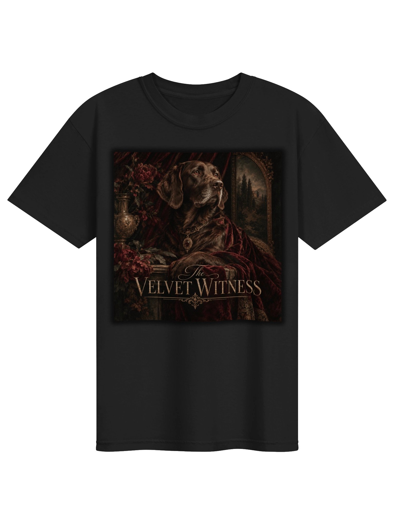 Vintage Dog Portrait Graphic T-Shirt – Dark Academia Dog Lover Tee | The Velvet Witness product image (2)