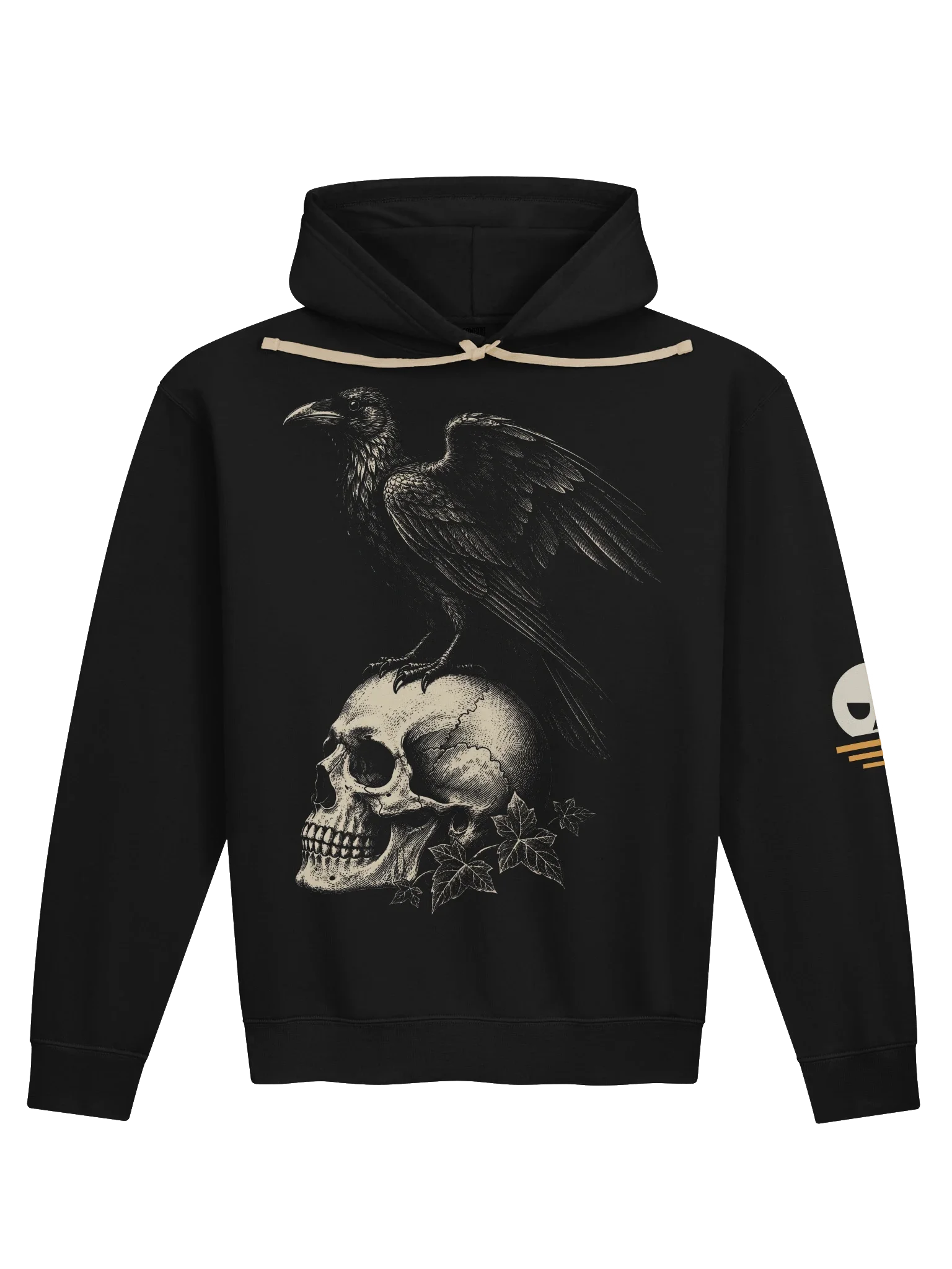 Raven and Skull Hoodie, Black