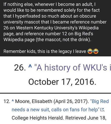 I peaked in a college that still has me in debt, but at least I got a cool mascot out of it ❤️

#westernkentuckyuniversity #w...