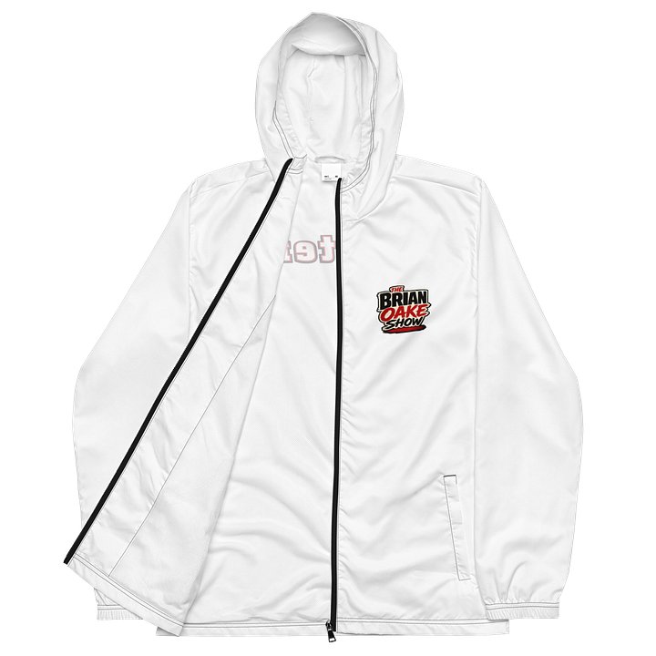 Brian Oake Show - White with black or white Zipper Windbreaker Jacket product image (3)