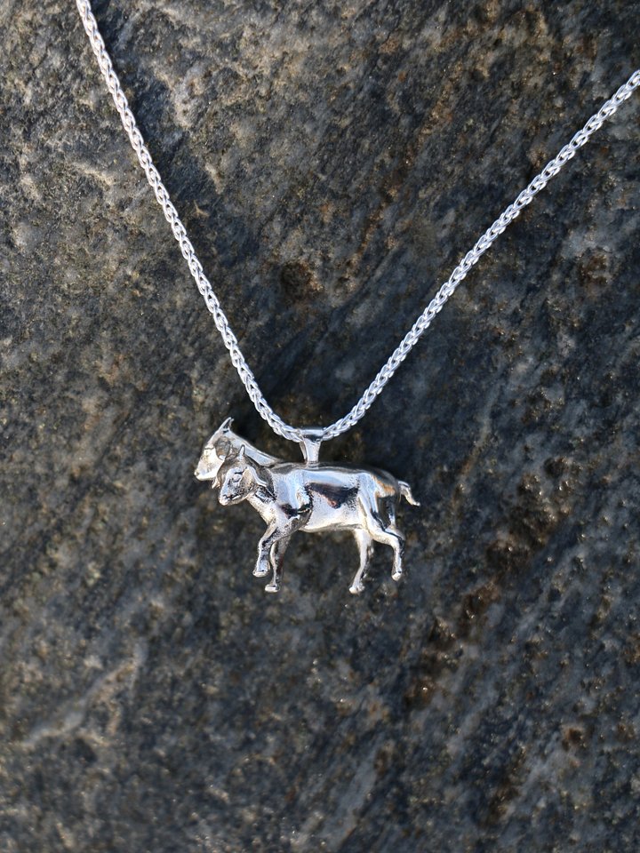 SALE Two Headed Goat Necklace - Sterling Silver product image (1)
