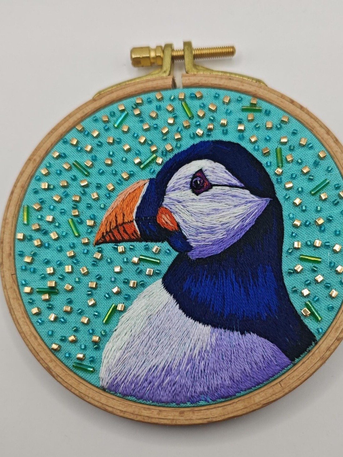 Puffin Hand Embroidery Pattern: Realistic Nautical Bird Thread Painting (PDF Digital Tutorial) product image (3)