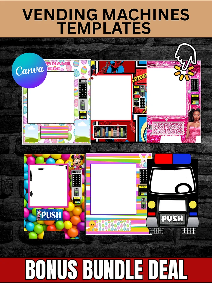 VIP MEMBERS ONLY! Vending Machine Bundle Bonus - 8x10 12x15 and 12x16 Templates - with Full DIY Tutorials - Editable in Cava Photoshop PSD PNG ZIP product image (2)