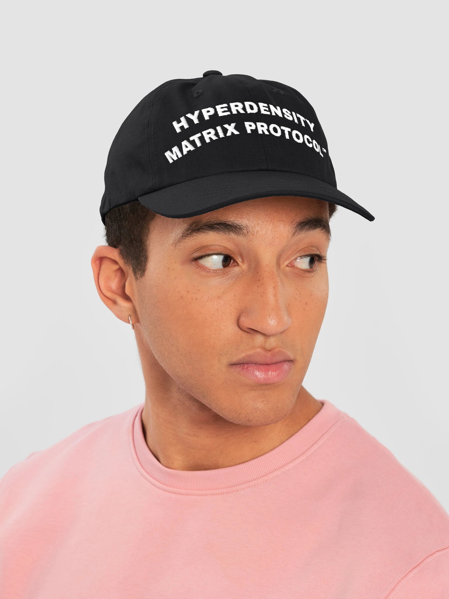 Hyperdensity Matrix Protocol™ Arched Logo Dad Hat (B&W) product image (6)