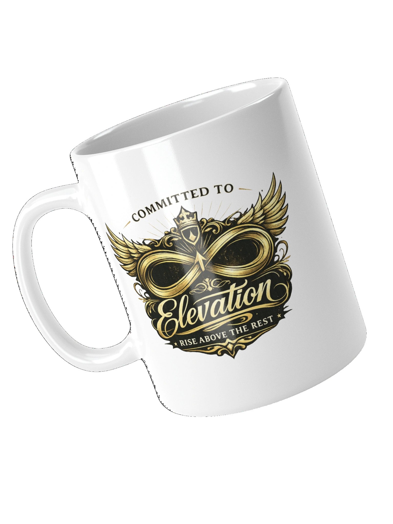 Committed To Elevation — White Glossy Mug (Rise Above The Rest) product image (4)