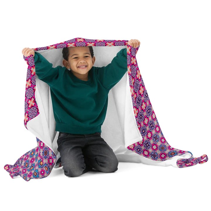 Bloom & Glow Throw Blanket – Colorful Crosses, Circles, and Flowers product image (2)