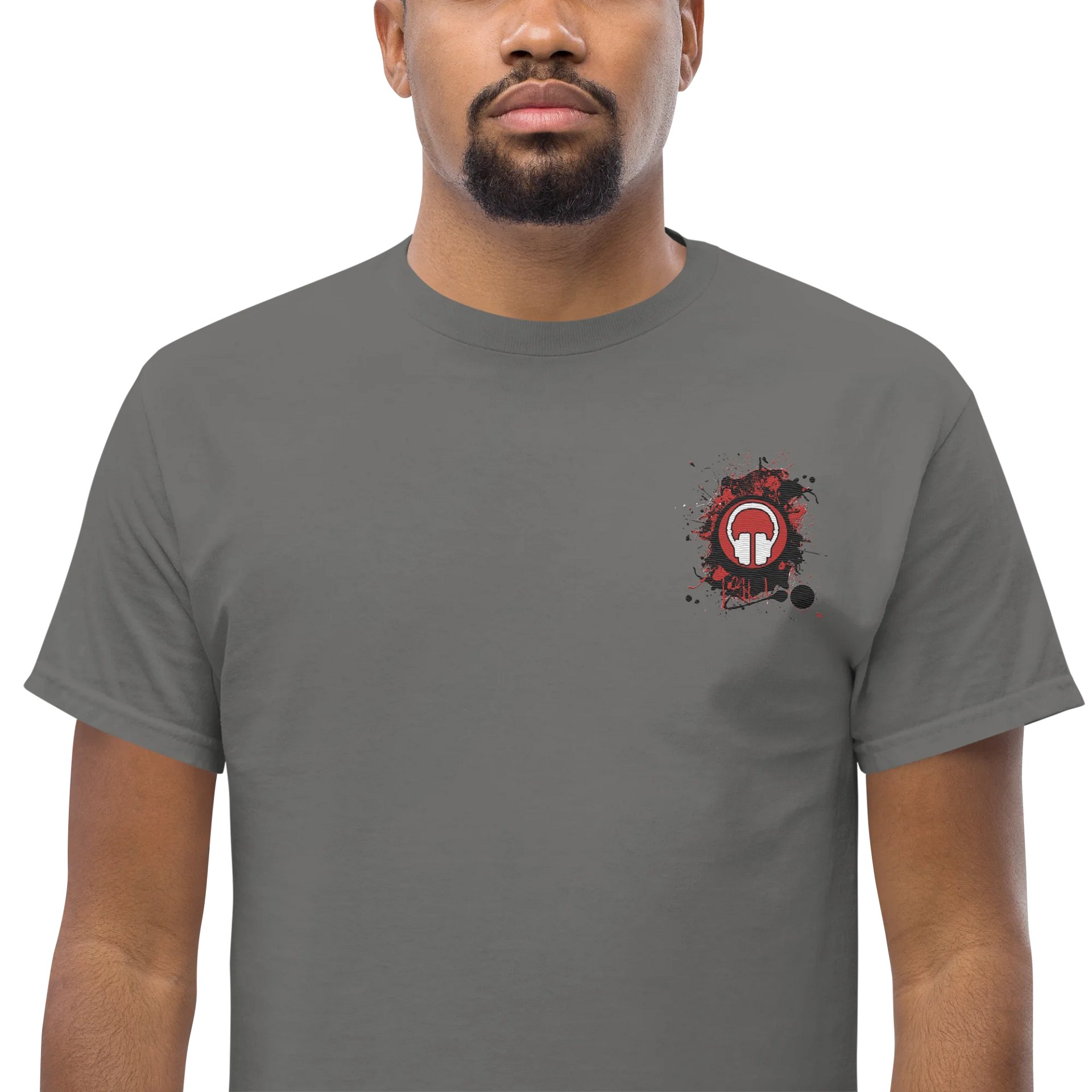Paint Splat Headphones Embroidered Gildan Heavyweight T-Shirt product image (5)