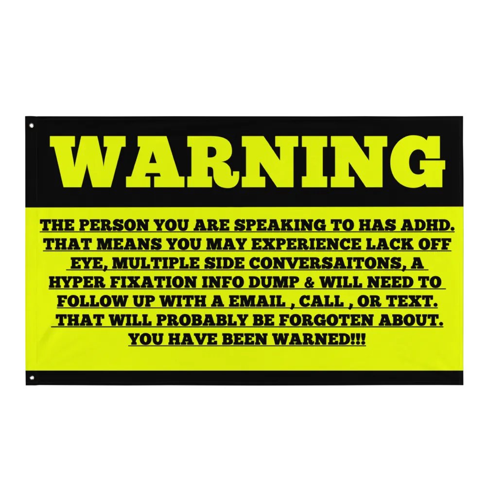 ADHD Warning All-Over Print Flag product image (1)