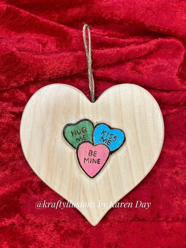 Candy Hearts Carved Ornament product image (1)
