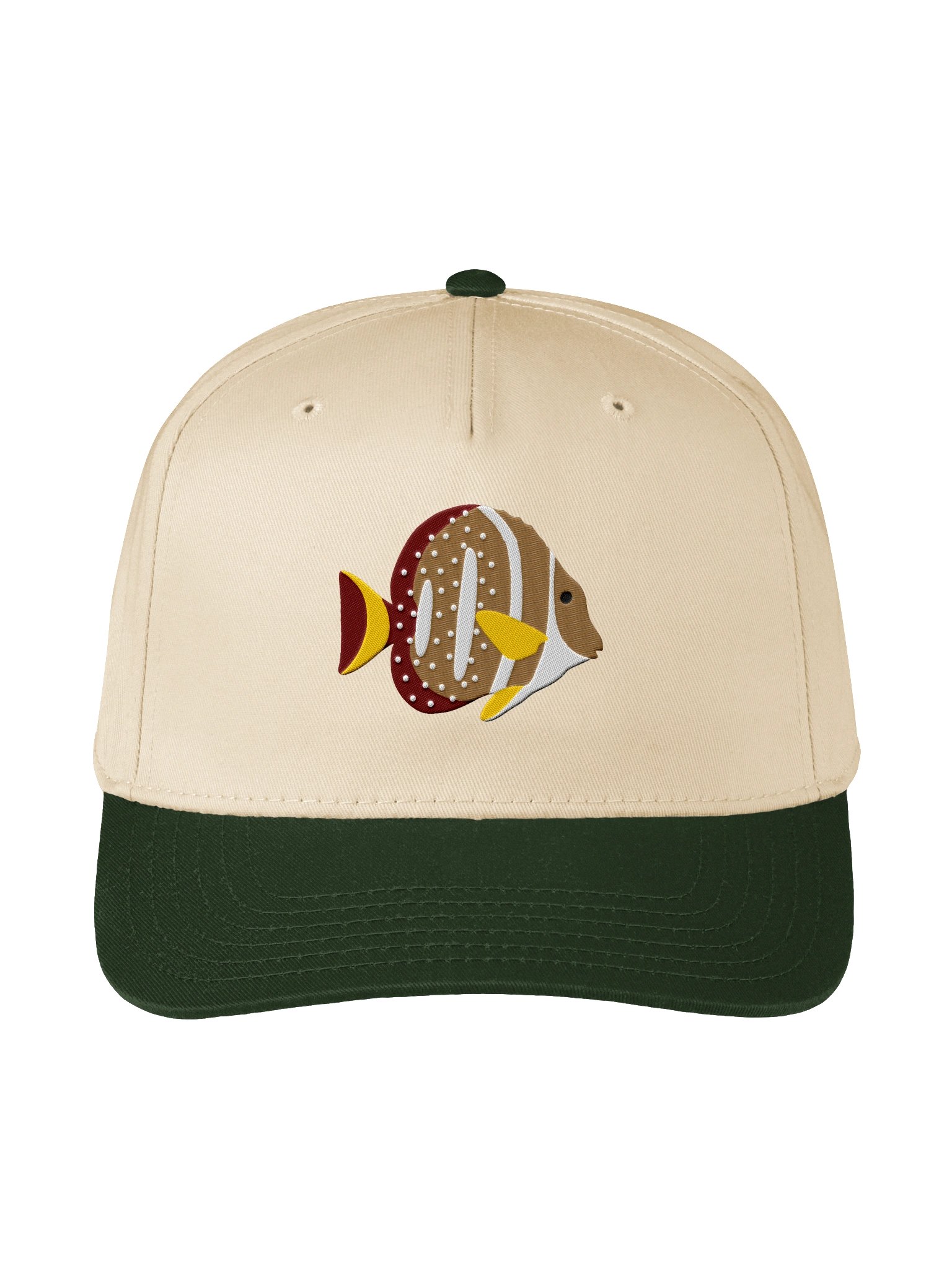 Mustard Butterflyfish Embroidered Mid-Profile Baseball Cap | Saltwater Reef Aquarium Fish Hat product image (1)