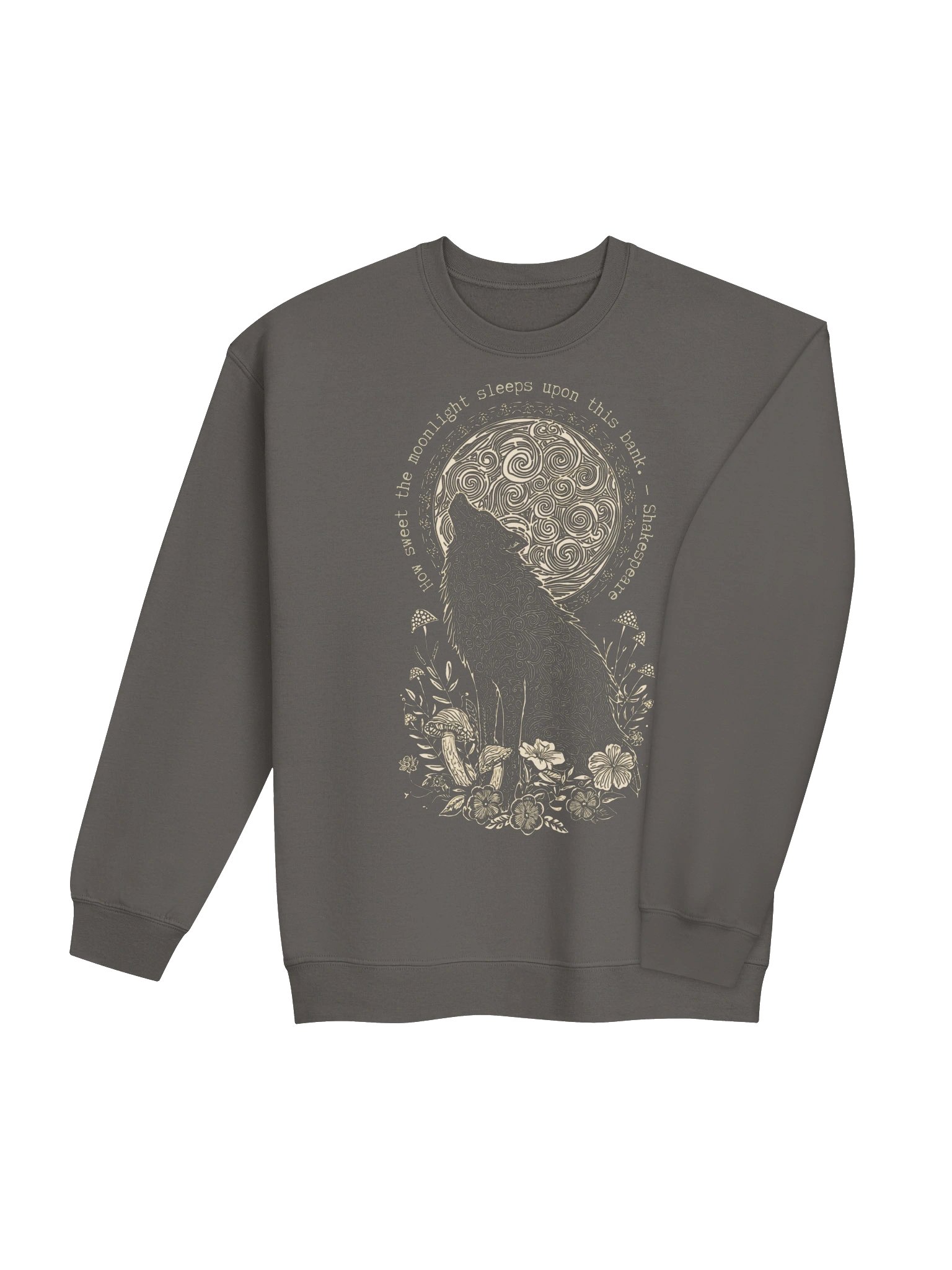 Moonlight Wolf Shakespeare Crewneck, Literary Sweatshirt for Nature Lovers product image (5)