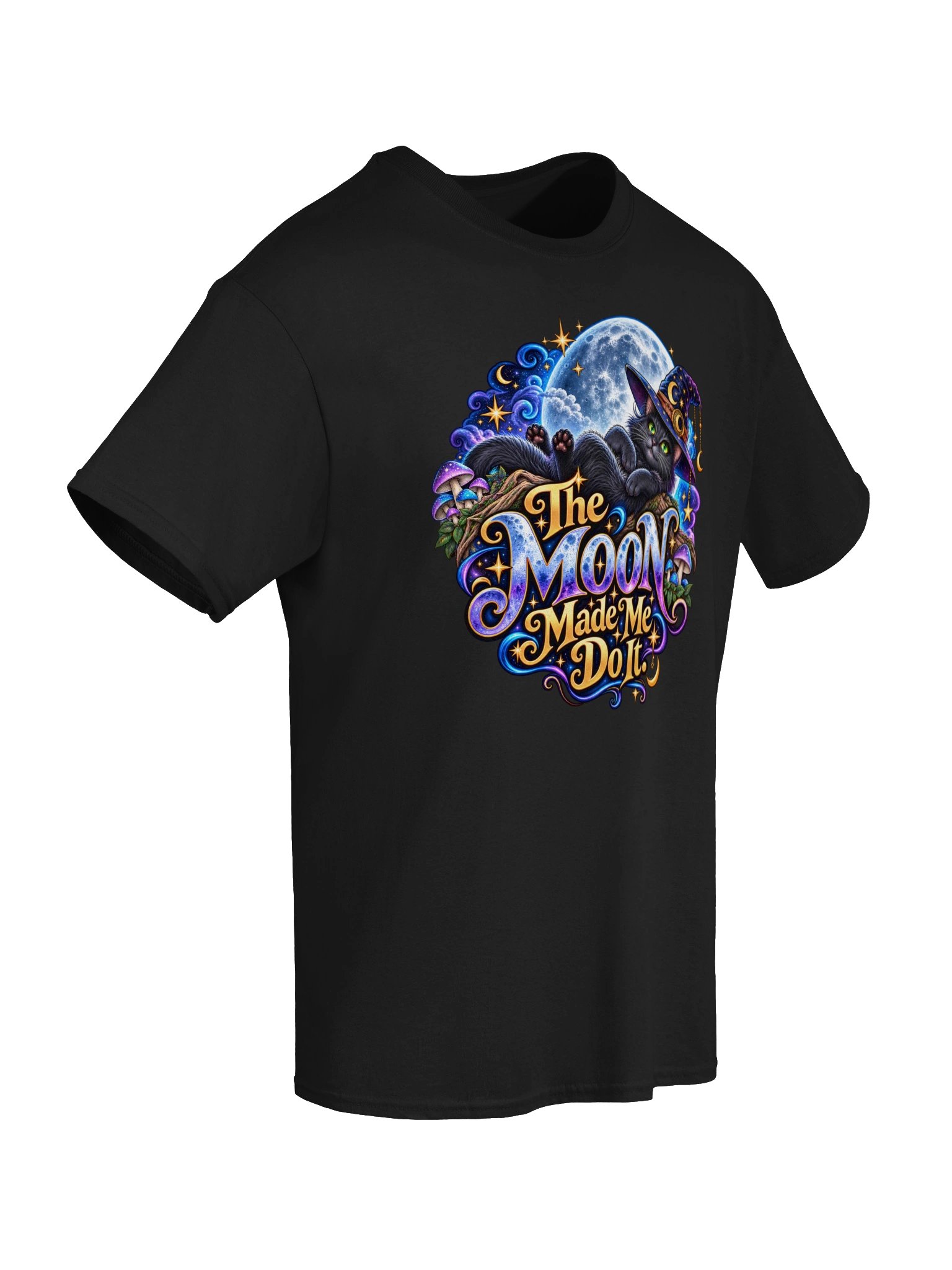 The Moon Made Me Do It - Gildan Heavyweight T-Shirt - Black Cat & Moon Design product image (4)