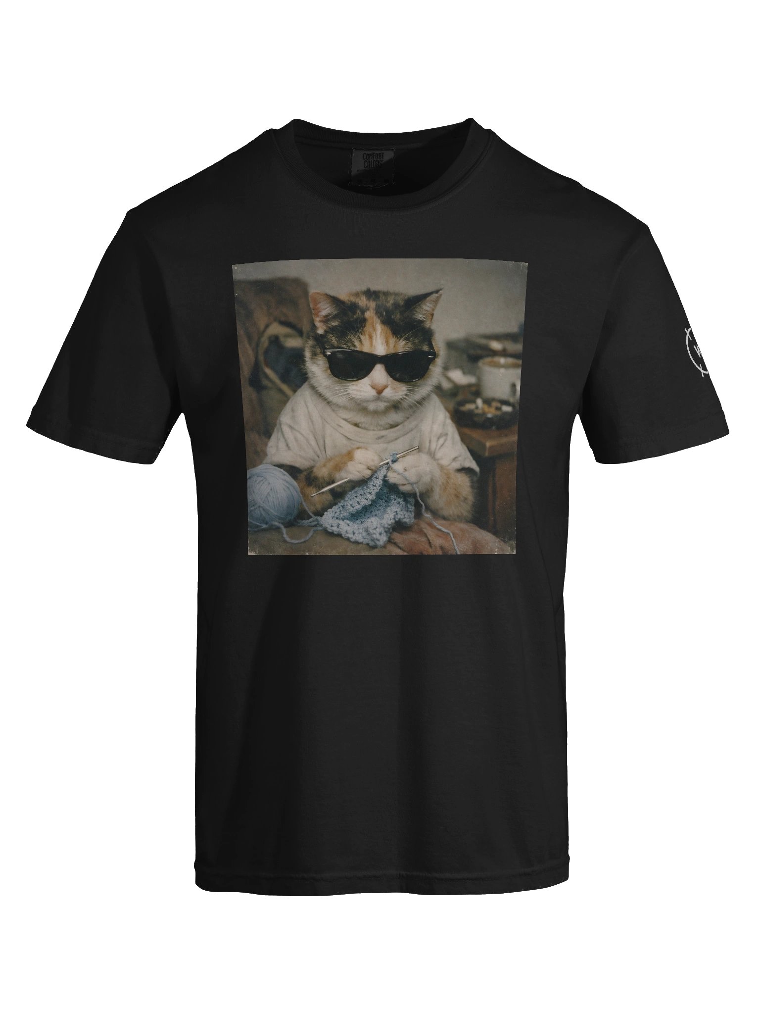 Cat Crocheting Vintage Photo Tee product image (7)