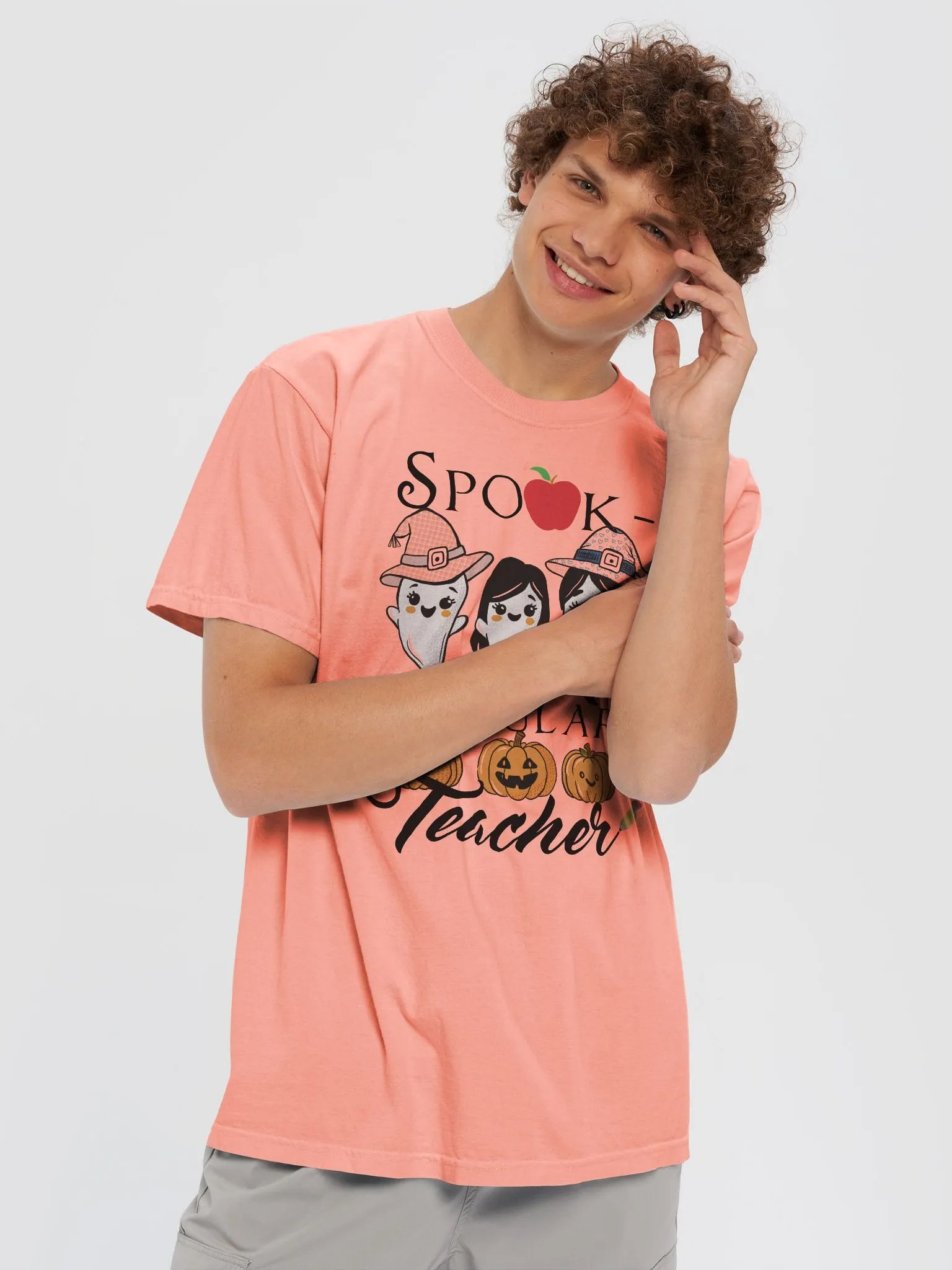 Hand-Drawn Spooky Ghost Teacher Halloween Party Shirt product image (6)