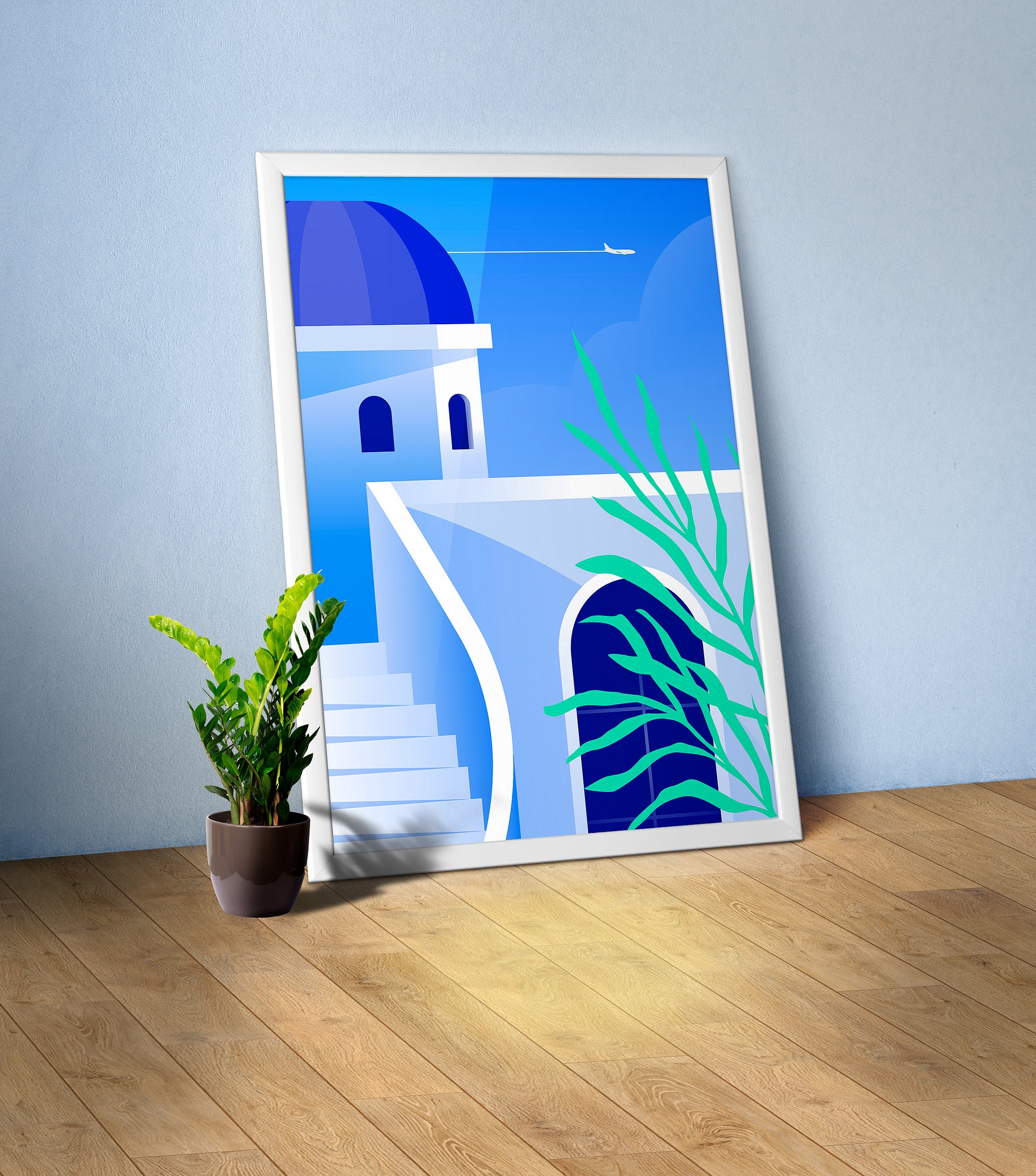 Boho travel art. Santorini, Greece poster — boho travel poster product image (1)