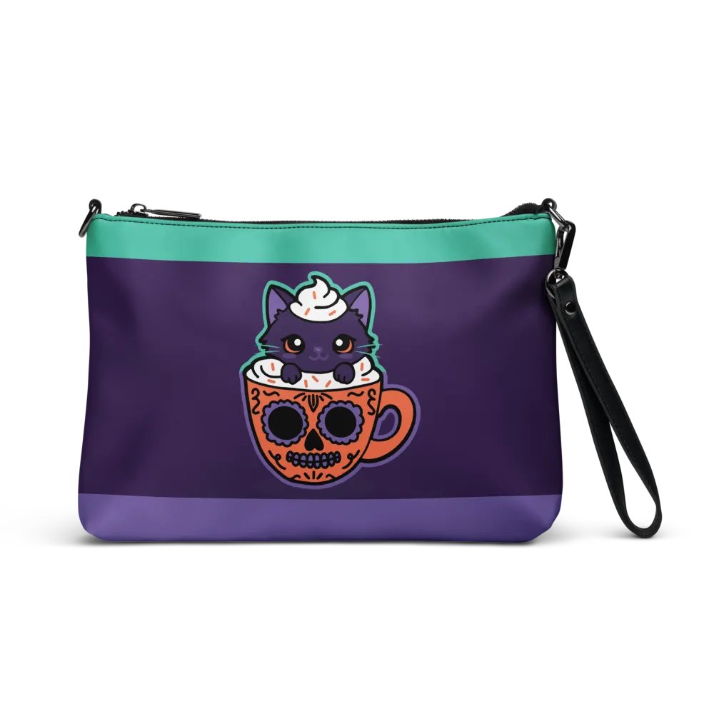 Sugar Skull Kitten Mug Flip-Sided Faux Leather Crossbody Bag product image (1)