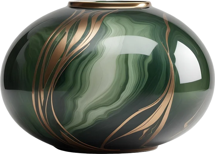 Luxe Botanique – Emerald Flow Vase PNG product image (1)