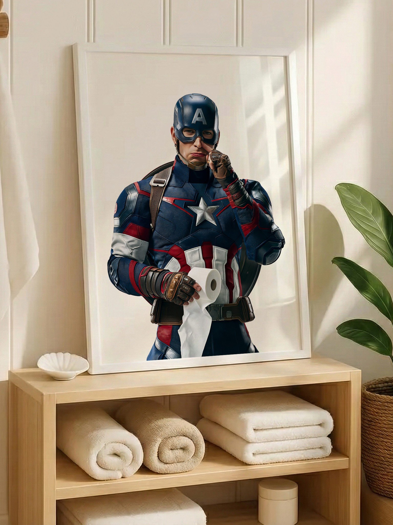 CAPTAN AMERICA Superhero Toilet Paper Print, Funny Bathroom Decor product image (4)
