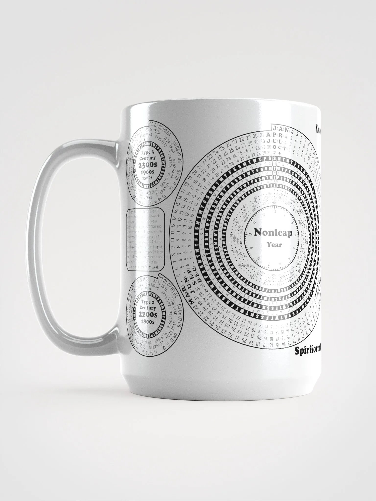 Spiriform Perpetual Calendar 15oz White Ceramic Mug product image (6)