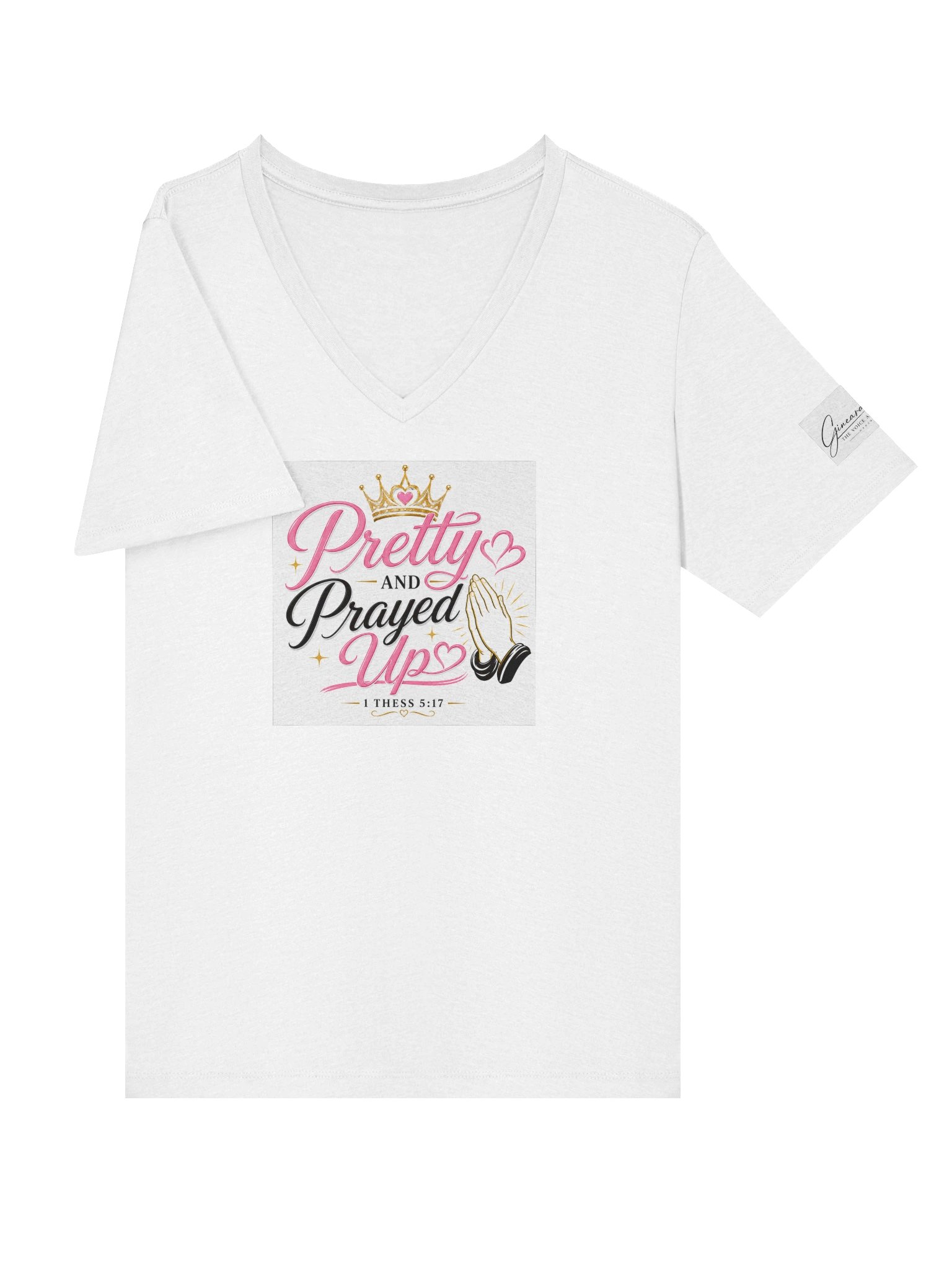 Pretty and Prayed up V-neck-Wite product image (5)