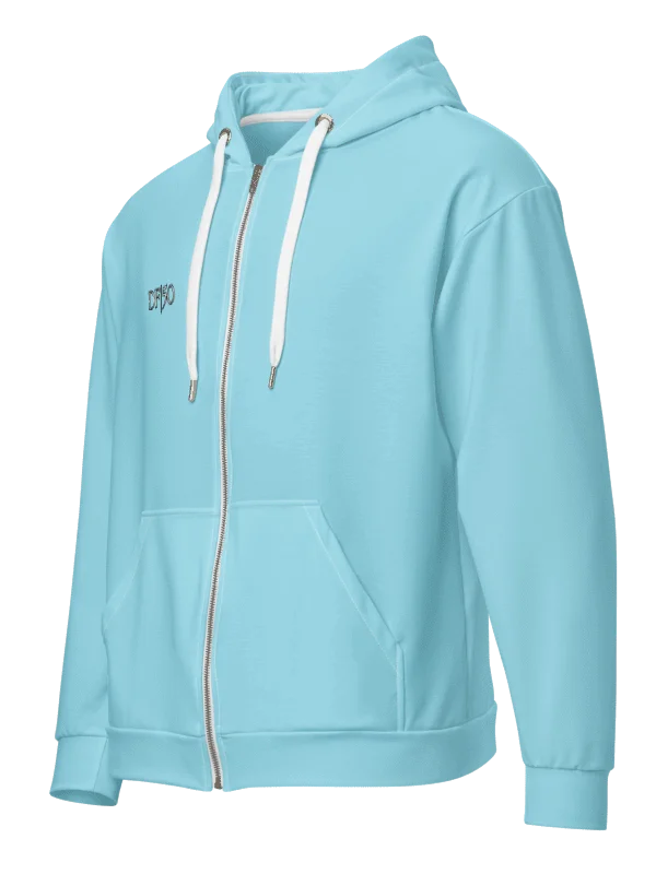 DONT FEEL 50 YOU ARE TIMELESS Aqua ZIP HOODIE MADE WITH RECYCLED POLYESTER UNISEX product image (5)