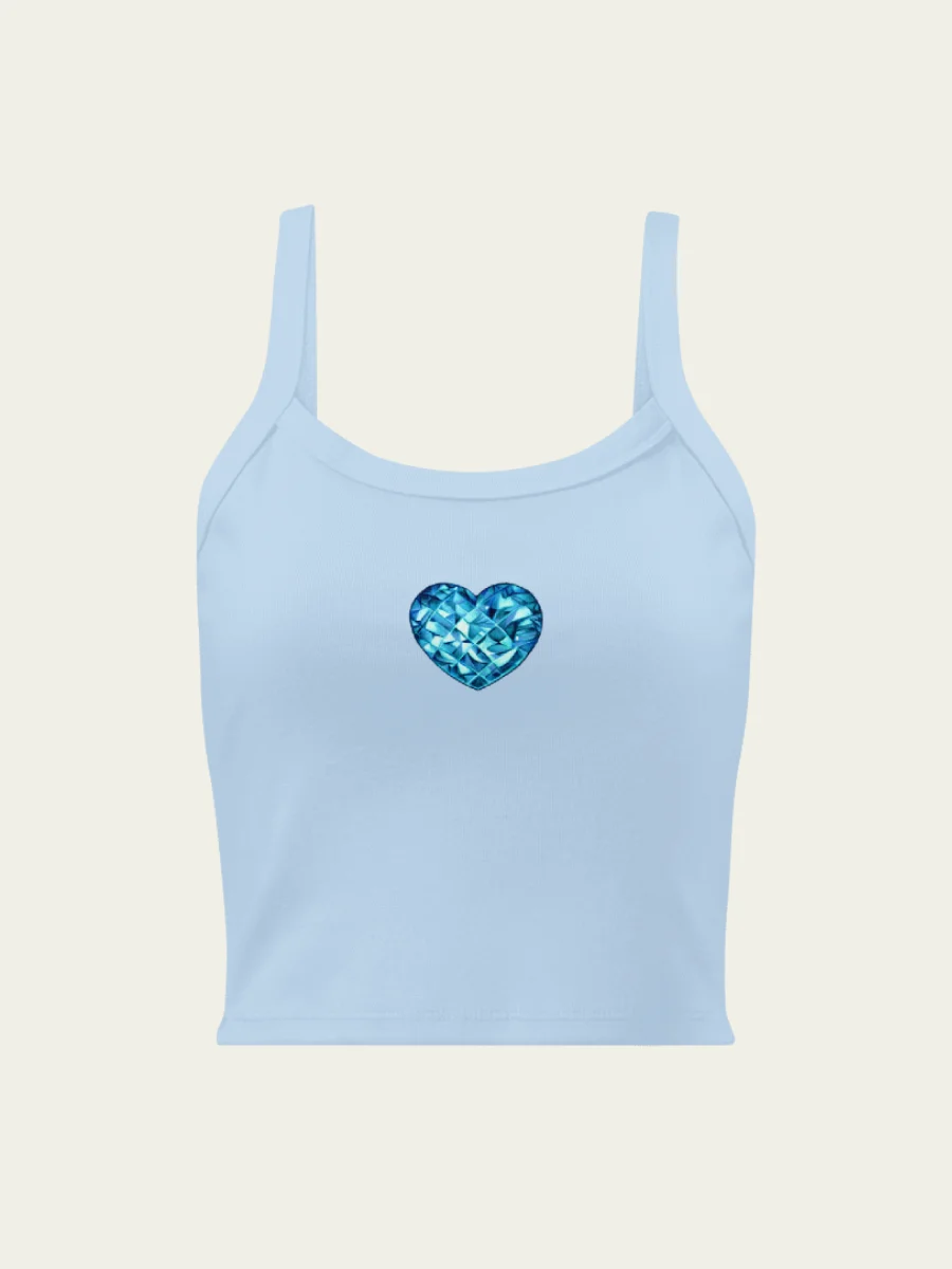 Ribbed Crystal Heart Tank Top - Baby Blue product image (3)