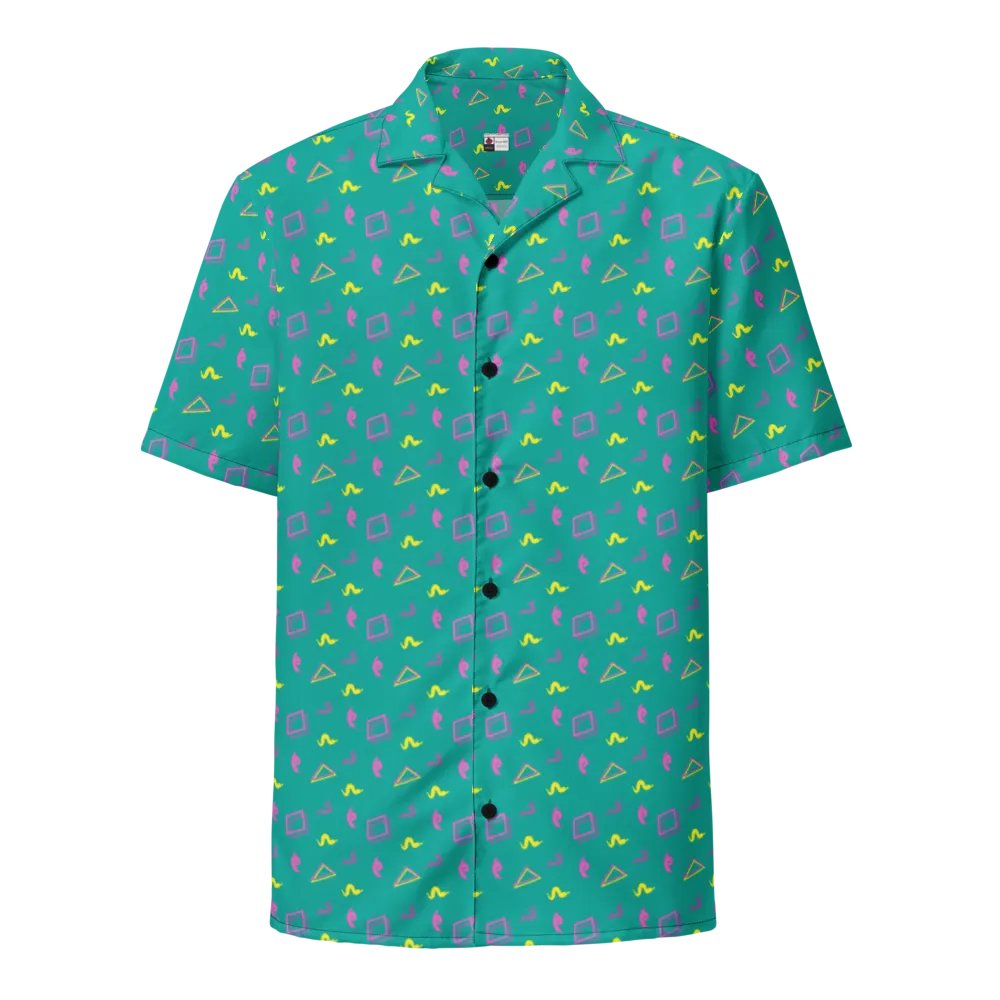 Oh Worm teal pattern button down shirt product image (2)
