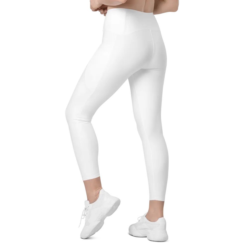 Graphic Grove High-Waisted Leggings - White, With Pockets & Exclusive Design product image (7)