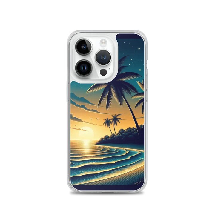 Tropical Sunset MagSafe® iPhone® Clear Case | AI Design beautiful beach scenery product image (3)