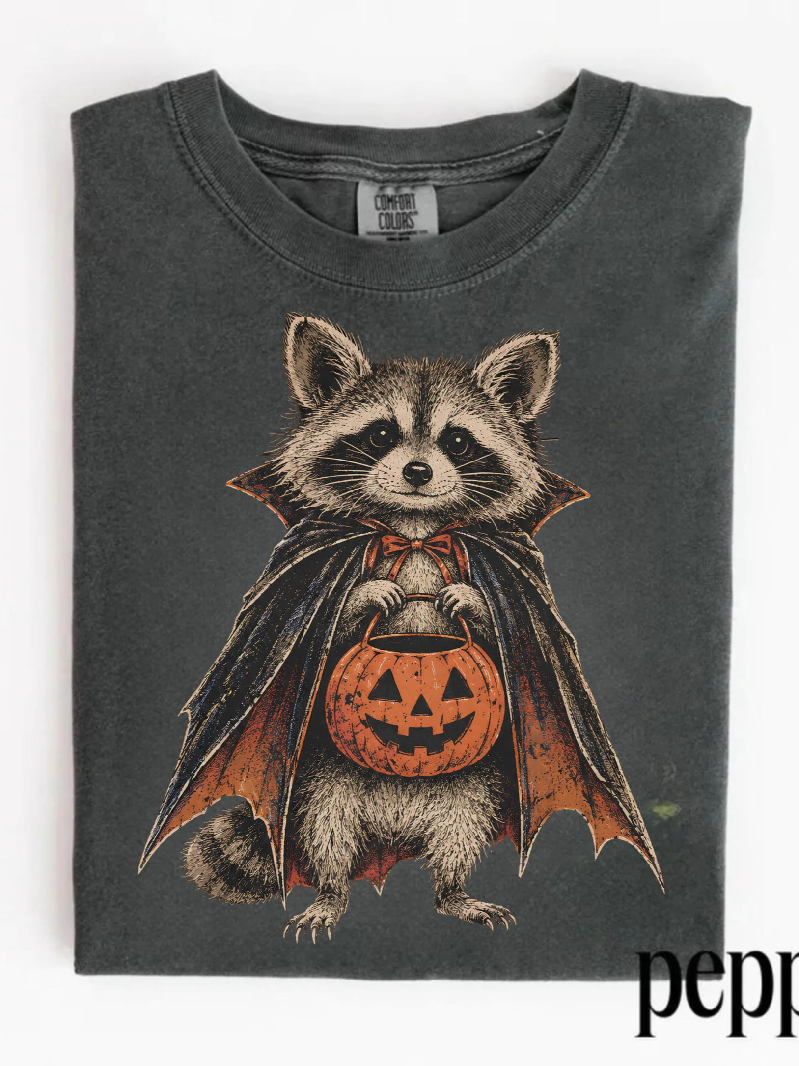 Halloween Raccoon T-Shirt, Cute Pumpkin Raccoon Tee, Vintage Spooky Animal Shirt, Funny Fall Halloween Shirt, Raccoon Lover Gift product image (3)