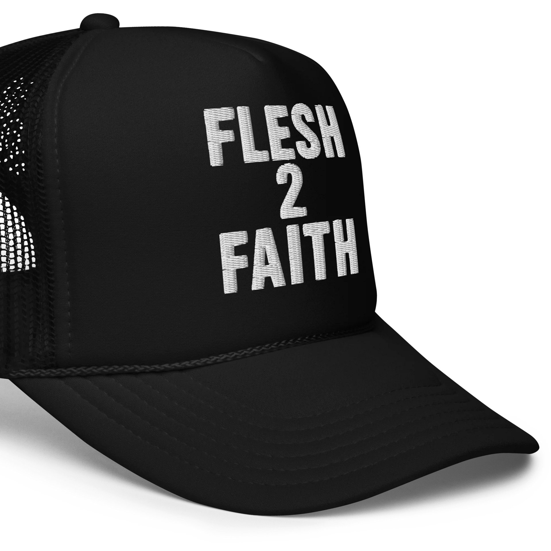 From Flesh 2 Faith — Logo Trucker Hat (White) product image (5)
