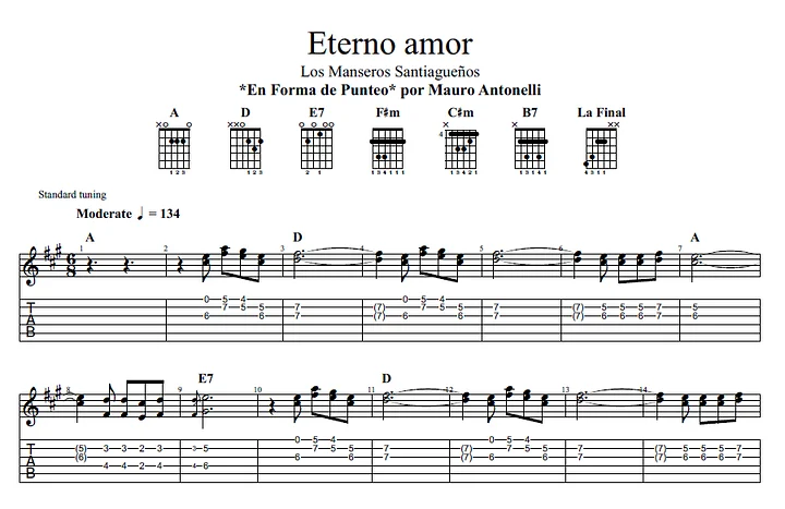 Eterno amor - Partitura + Tabs + Acordes + Pista product image (1)