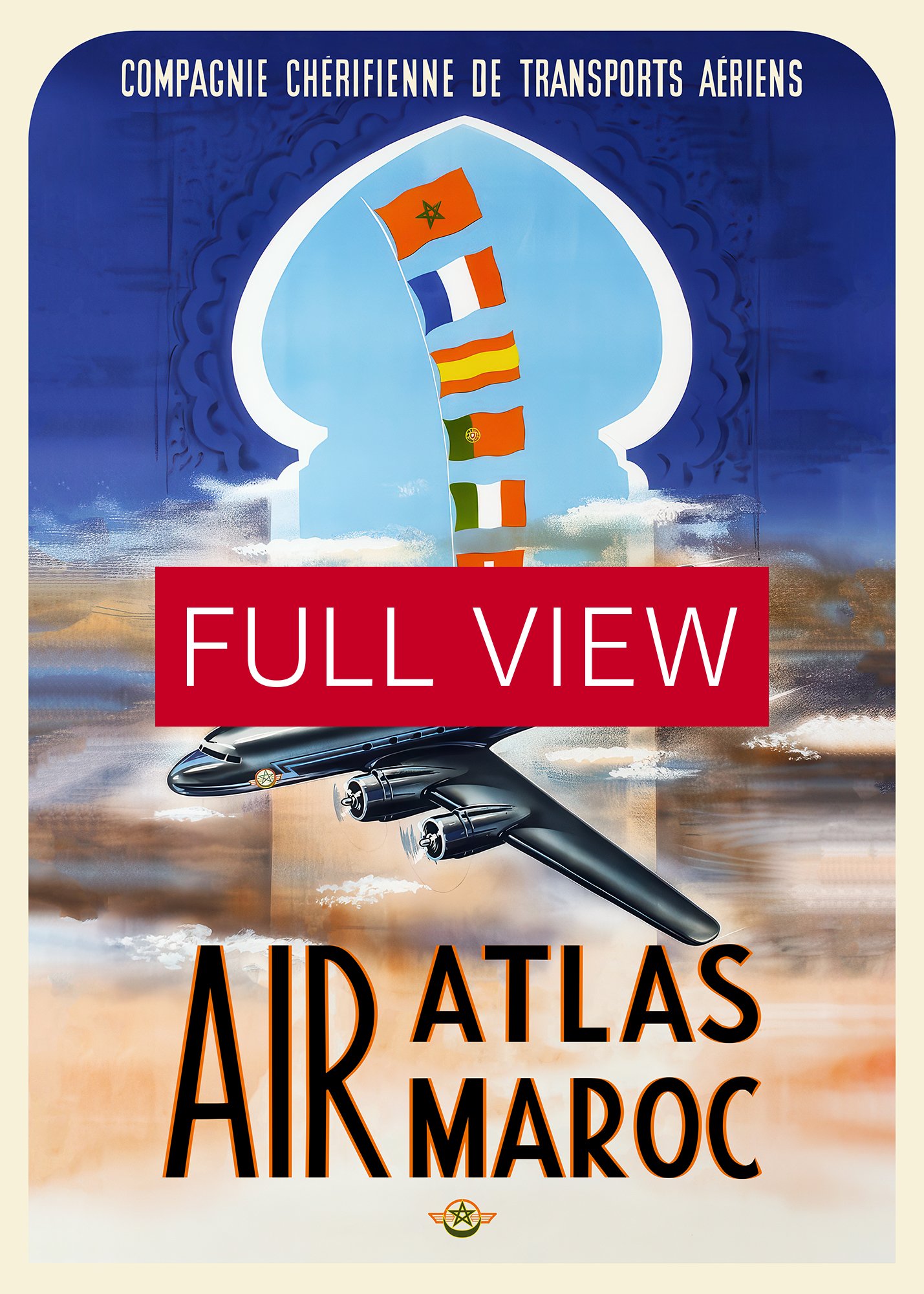 Morocco, Air Atlas/Air Maroc, 1952 — retro travel poster, vintage travel print product image (4)