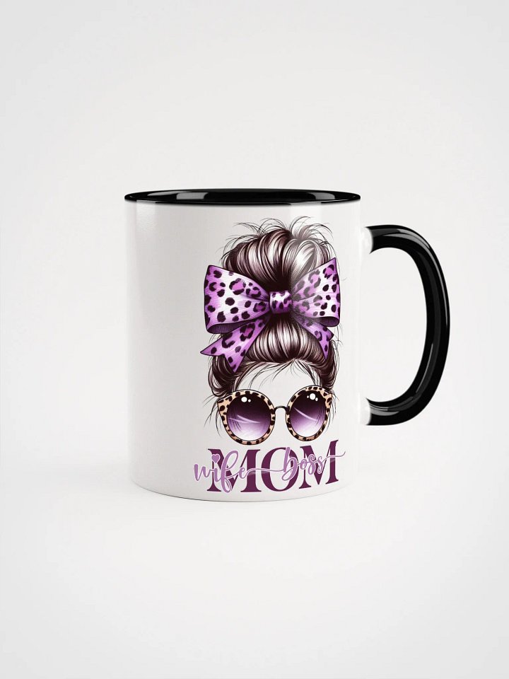 Purple Leopard Bow Mom Wife Boss Messy Bun Mug product image (8)
