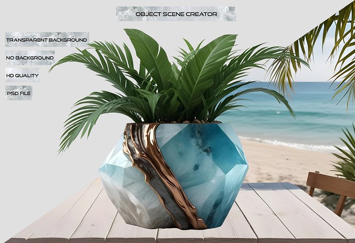 Coastal Luxe Spa Decor – Aqua Serenity – Object PNG product image (2)