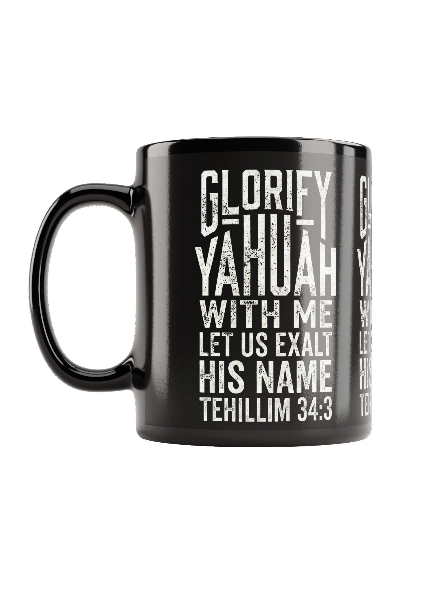 Glorify YAHUAH With Me Black Glossy Mug | Tehillim 34:3 Scripture Cup product image (6)