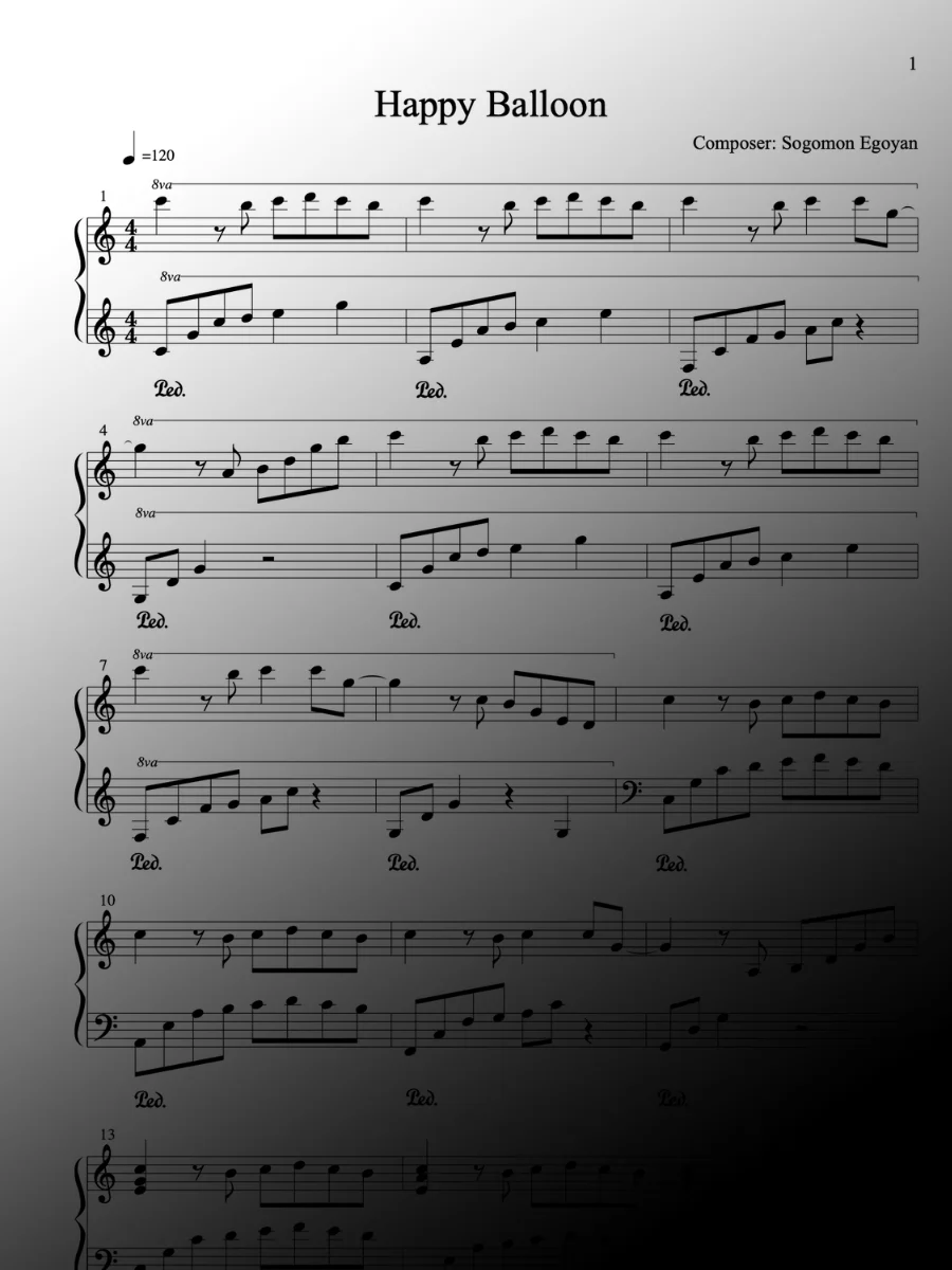Happy Balloon by Sogomon Egoyan - Piano Sheet Music product image (1)