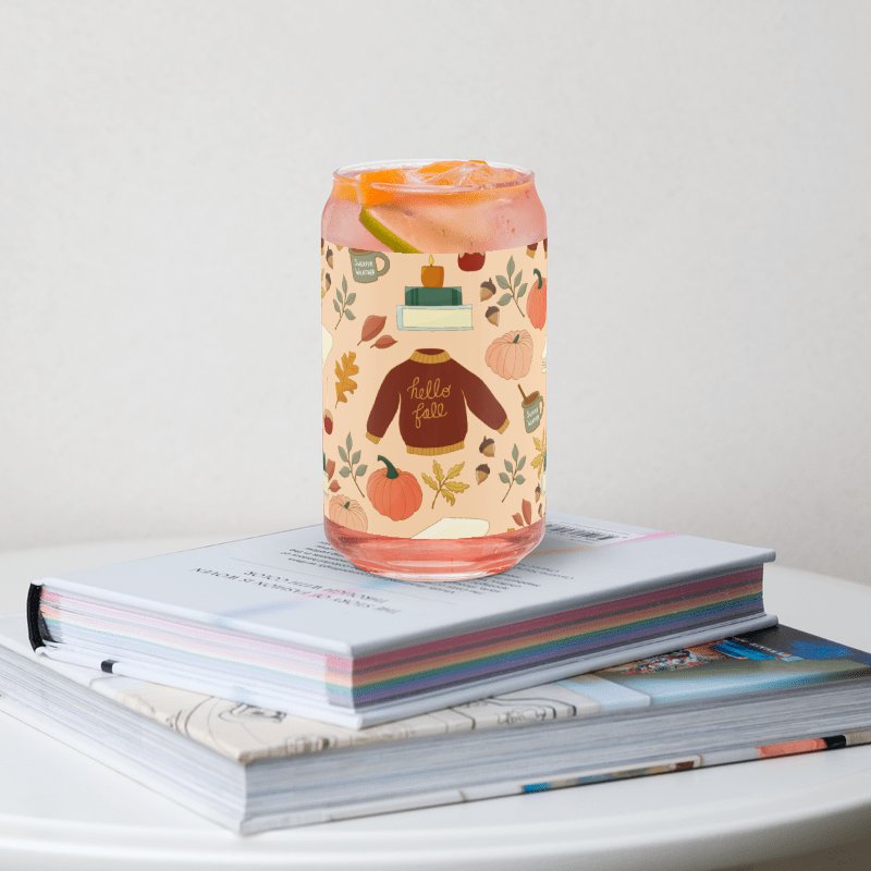 Cozy Fall Pattern Glass Tumbler product image (1)