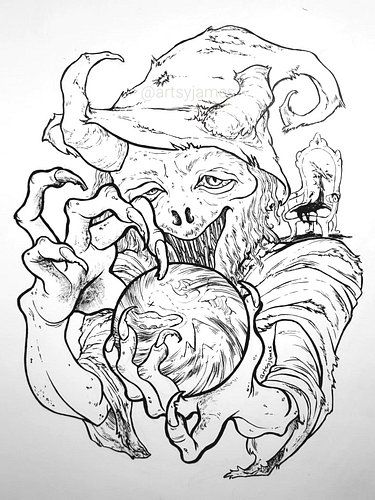 Maybe don't trust that wizard, adventurer...

Some ink linework for this week's Create-a-Concept from @doomfruit 🤘 The Horned...