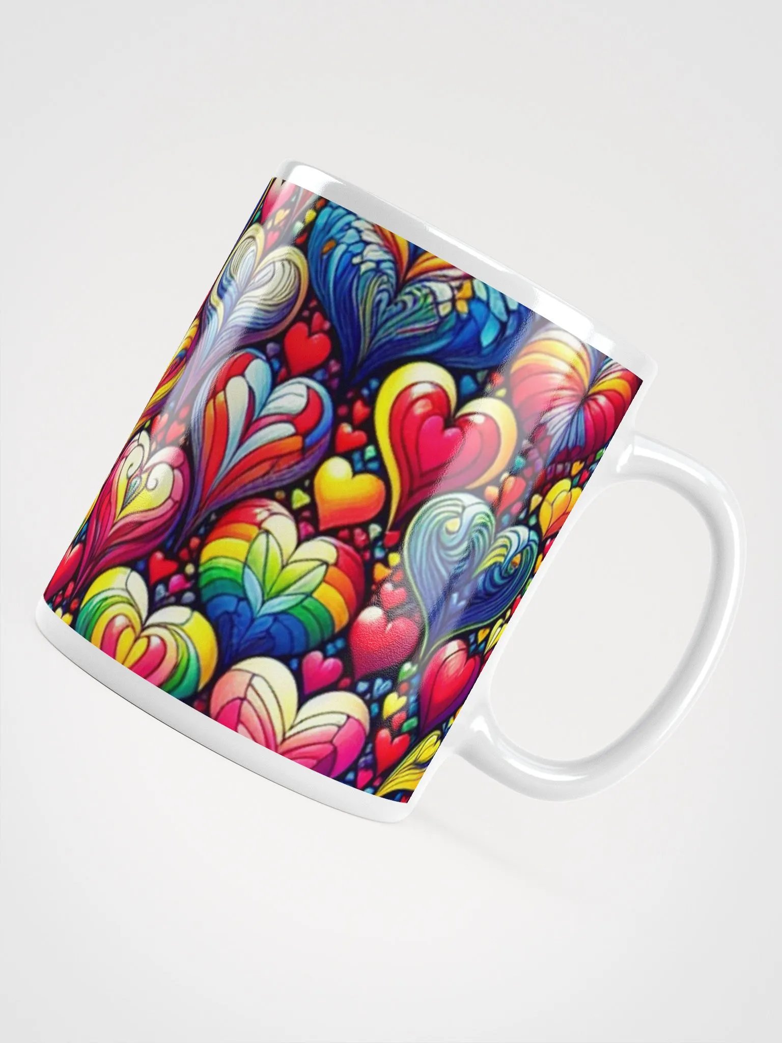 Vibrant Technicolor Hearts Ceramic Mug product image (5)