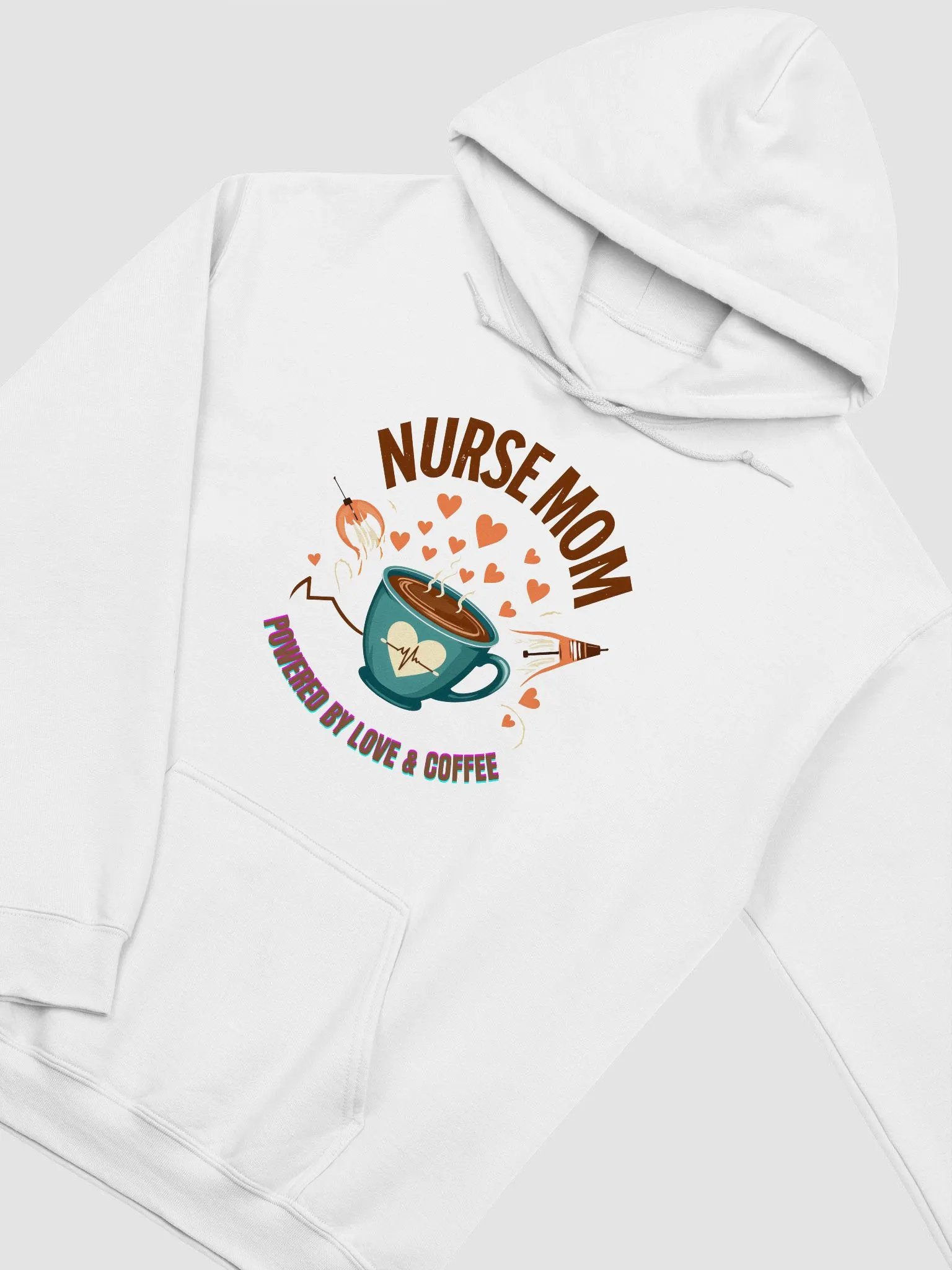 Heartbeat Nurse Mom, powered by coffee Hoodie product image (20)