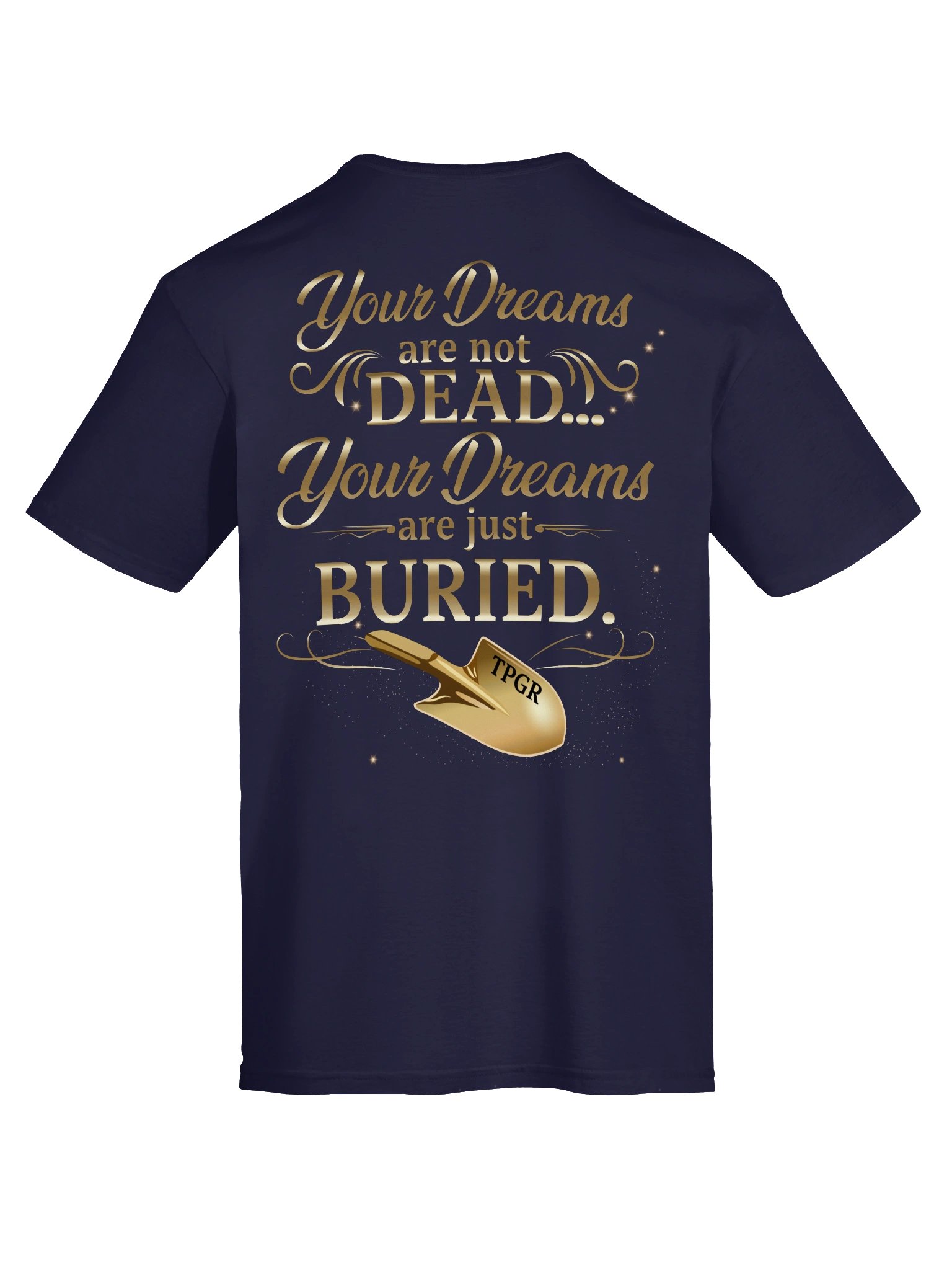 The Professional Grave Robber Navy Blue Gold Script Tee product image (7)