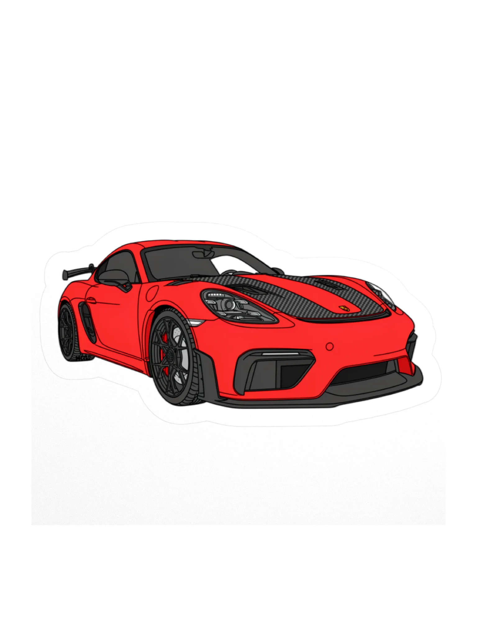 Red Porsche GT4 RS Sticker (Retro, Sketch, Silhouette) product image (3)