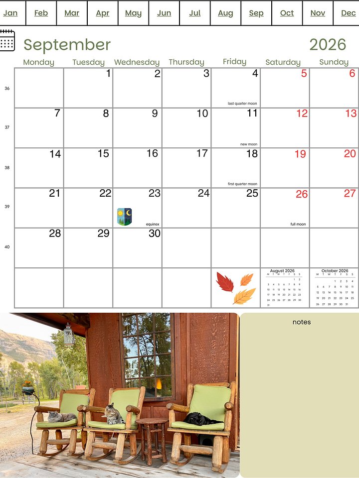 2026 Seasons of The Wild - A Honeysada PDF Calendar - 70 Pages (download) product image (2)
