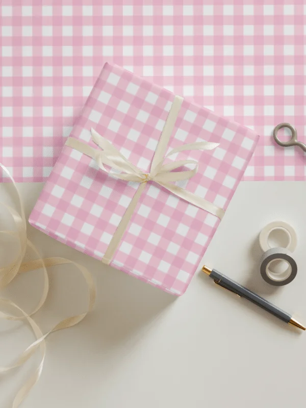 Sweet Pink Gingham Gift Wrap Set (Set of 3) product image (1)