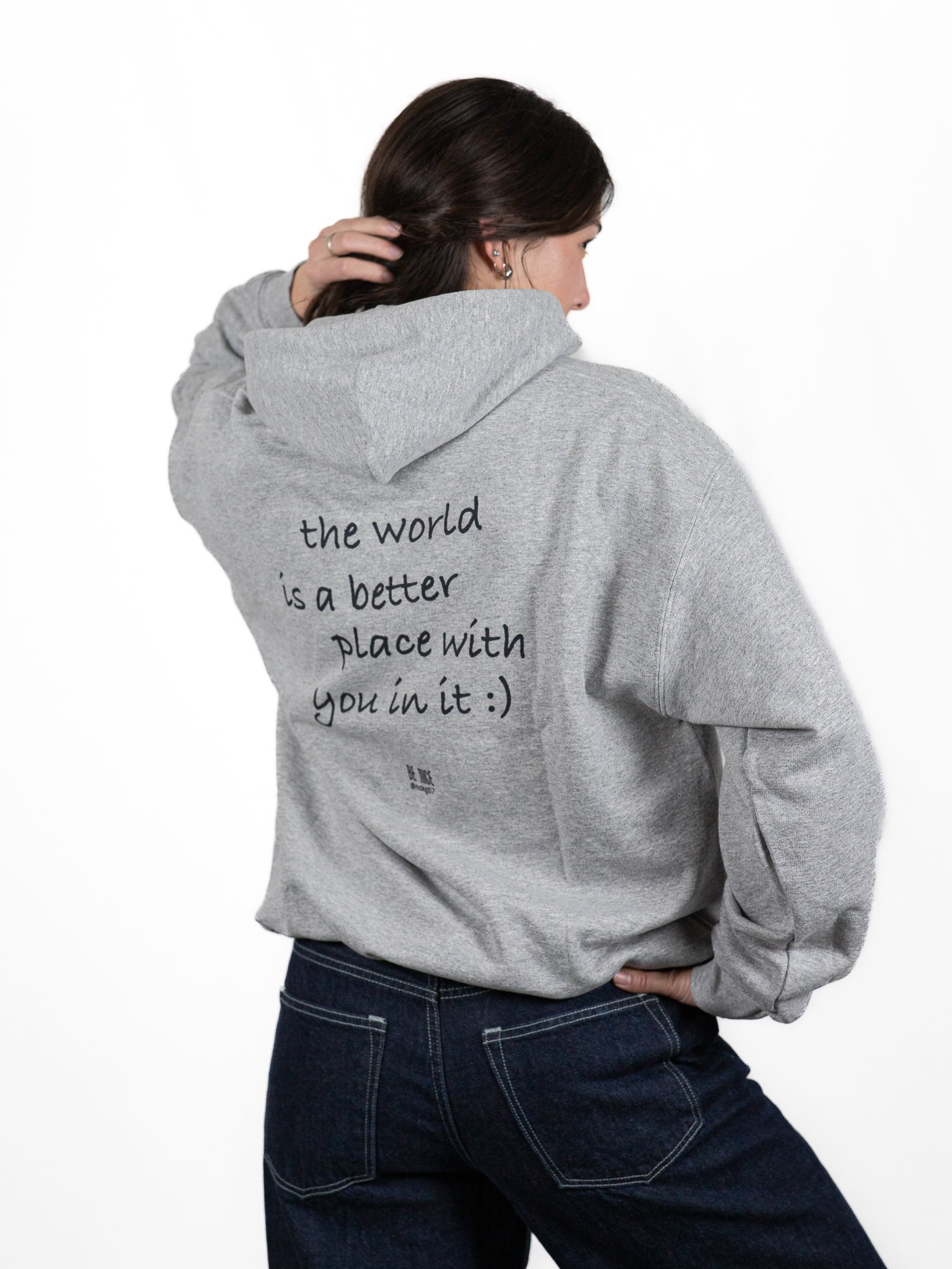 BE NICE Embroidered Message Hoodie (Black Text) product image (2)