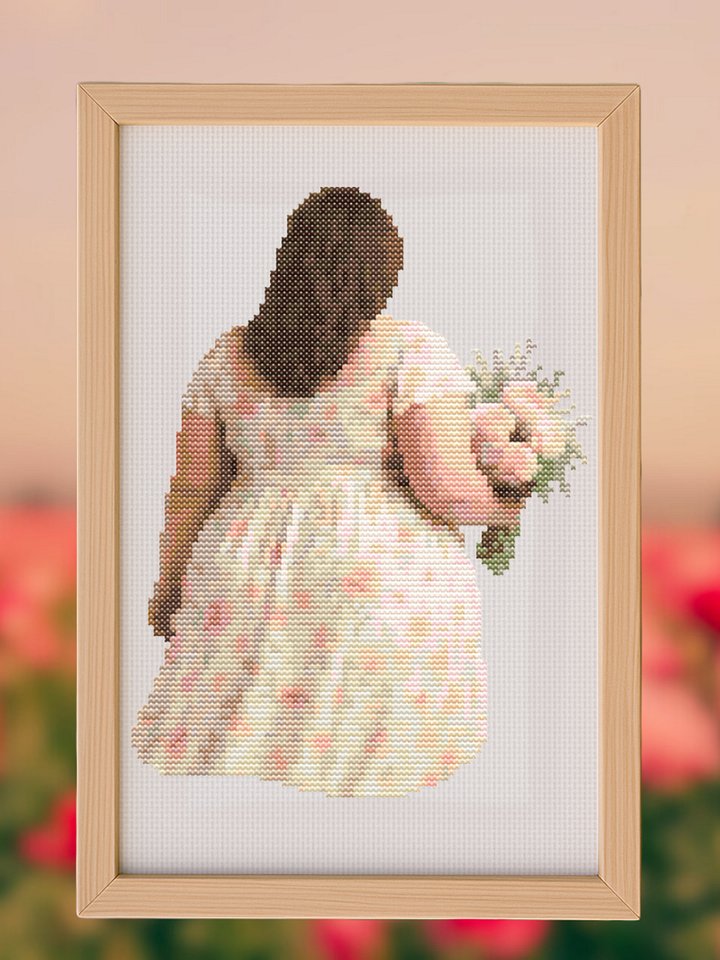 Girl With Flowers Cross Stitch Pattern product image (1)