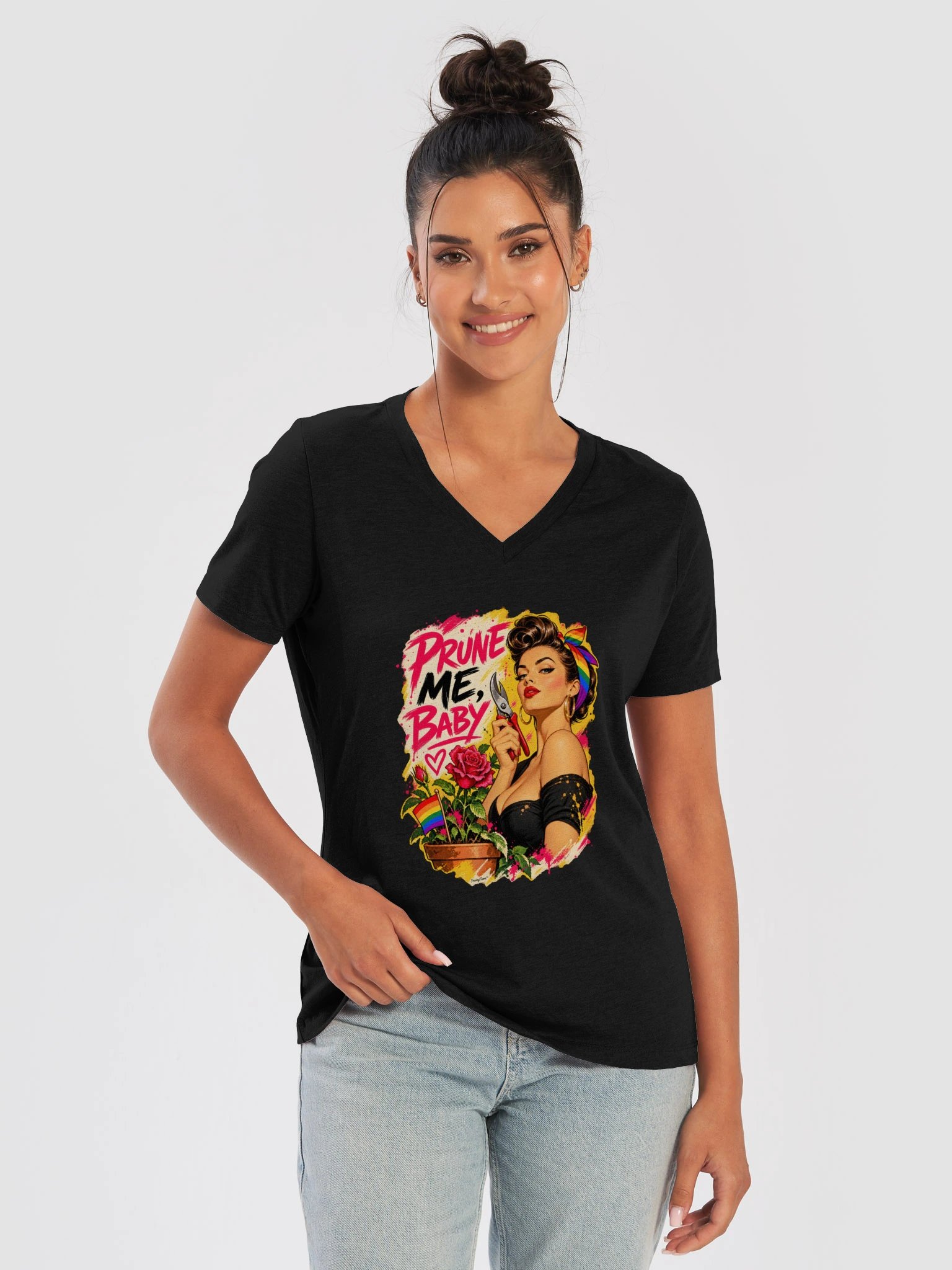 Prune Me, Baby Pin-Up Pride V-Neck Tee product image (1)